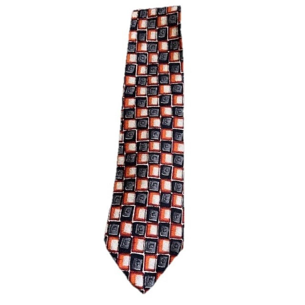 Zegna Mens Silk Tie Grey Orange Cream
